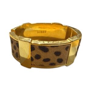 J. Crew leopard print calf hair goldtone bracelet